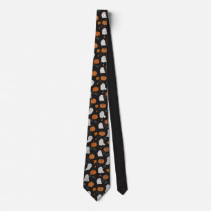 Necktie Halloween Ghost Pumpkin Black Spooky Cute