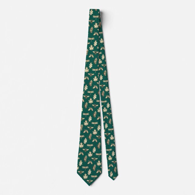 Necktie Nature Pattern green and gold (Front)