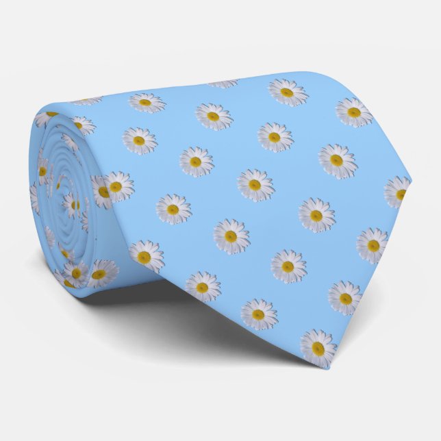 Necktie - New Daisy on Blue (Rolled)