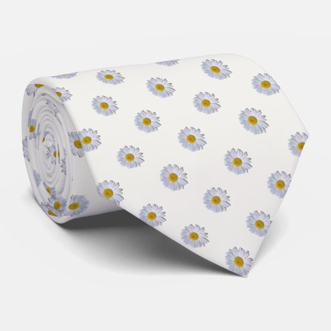 Necktie - New Daisy on Off White (Rolled)