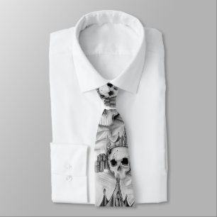 Necktie of skull with crown and gold