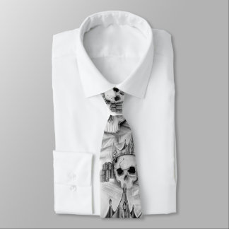 Necktie of skull with crown and gold
