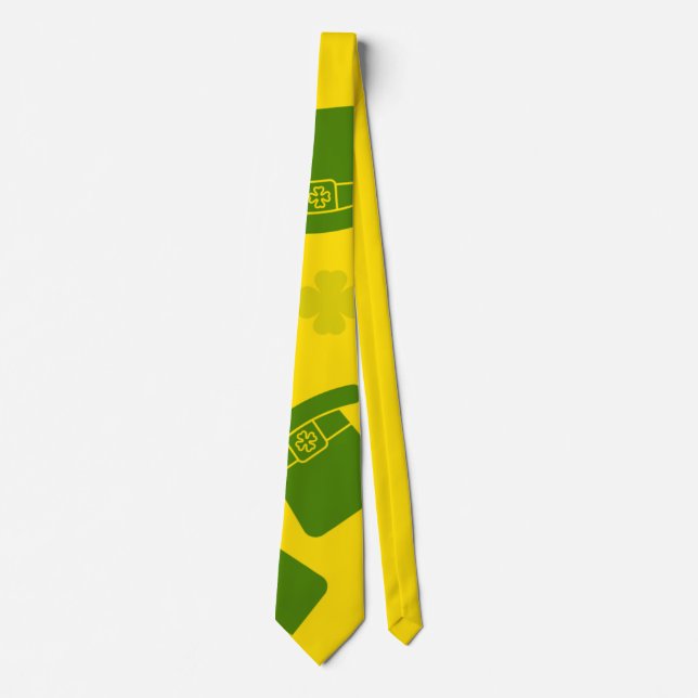 Necktie St Patricks Day Leprechaun Hat Yellow (Front)