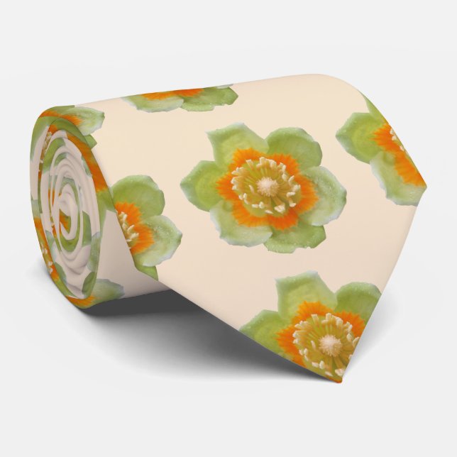Necktie - Tulip Poplar Tulip on Cream (Rolled)