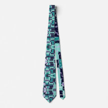 Necktie with Green and Purple Crackel Pattern