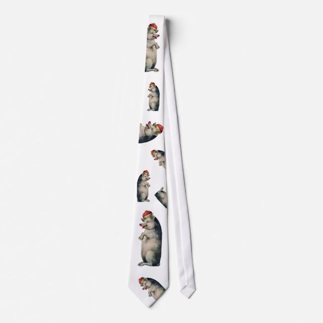 Necktie with Pig King pattern -Funny (Front)