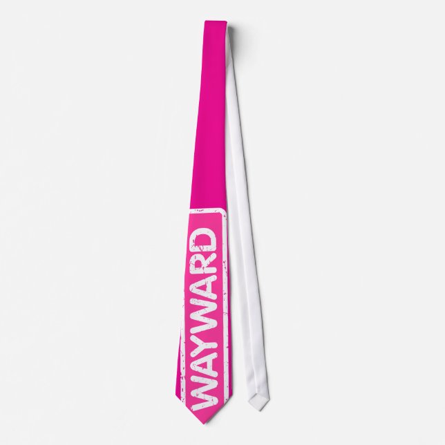 Necktie with White and Pink Wayward Logo  (Front)