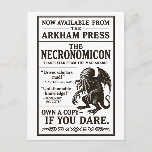  Necronomicon – Now Available from Arkham Press Holiday Postcard (Front)