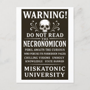  Necronomicon – Precautionary Banned by Miskatonic Holiday Postcard