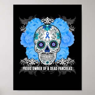Necrotising Pancreatitis Np Awareness Skull Blue D Poster