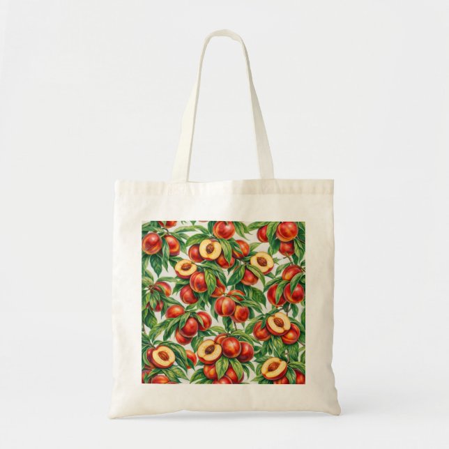 Nectarine Slices Botanical Pattern Tote Bag (Front)