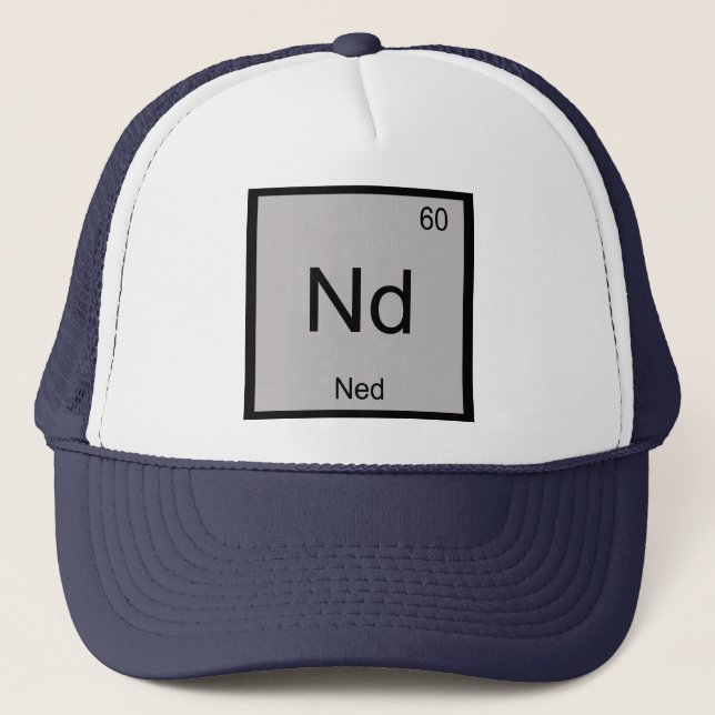 Ned Name Chemistry Element Periodic Table Trucker Hat (Front)