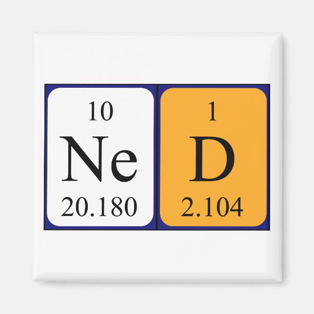 Ned periodic table name magnet (Front)