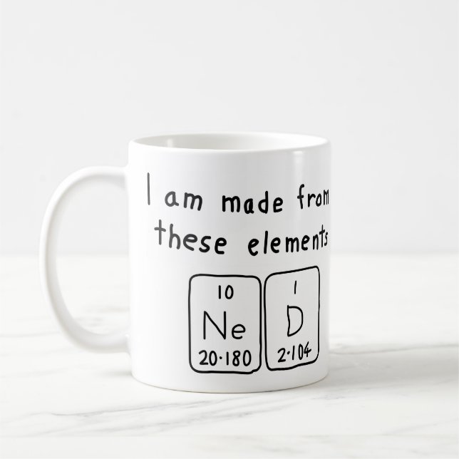 Ned periodic table name mug (Left)