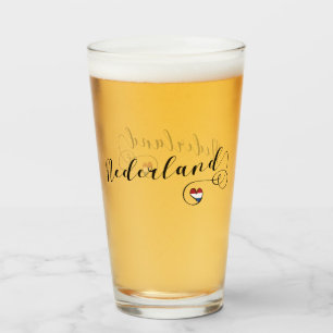 Nederland Netherlands Heart Flag Glass