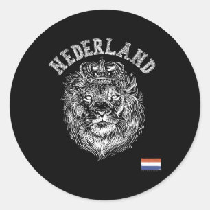 Nederland Reto Netherlands Lion Holland Dutch Men  Classic Round Sticker