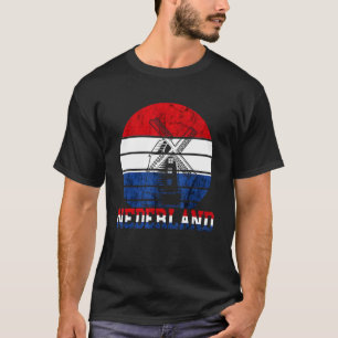 Nederland Vintage Retro Windmill Netherlands Flag T-Shirt