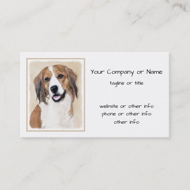 Nederlandse Kooikerhondje Painting - Dog Art Business Card (Front)