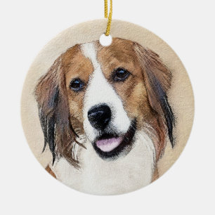 Nederlandse Kooikerhondje Painting - Dog Art Ceramic Tree Decoration