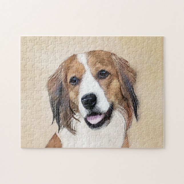Nederlandse Kooikerhondje Painting - Dog Art Jigsaw Puzzle (Horizontal)