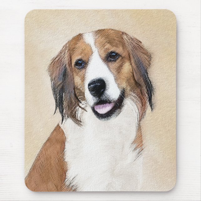 Nederlandse Kooikerhondje Painting - Dog Art Mouse Mat (Front)