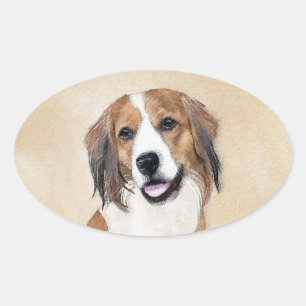 Nederlandse Kooikerhondje Painting - Dog Art Oval Sticker