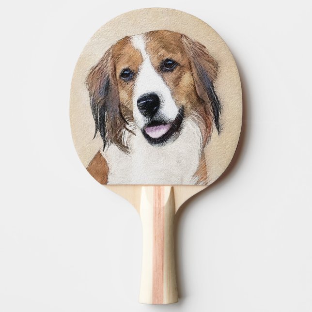 Nederlandse Kooikerhondje Painting - Dog Art Ping Pong Paddle (Front)