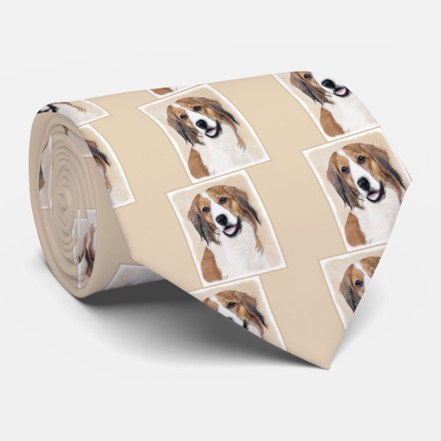 Nederlandse Kooikerhondje Painting - Dog Art Tie (Rolled)
