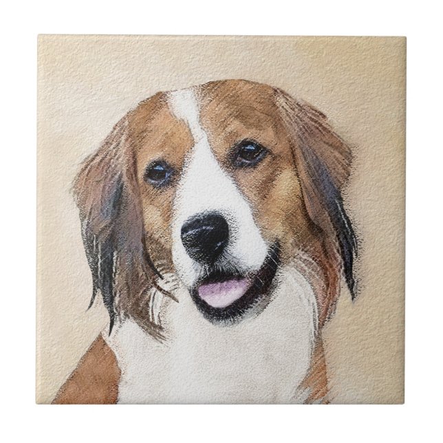 Nederlandse Kooikerhondje Painting - Dog Art Tile (Front)