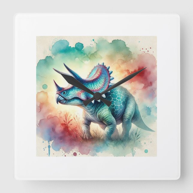 Nedoceratops 310724AREF111 - Watercolor Square Wall Clock (Front)