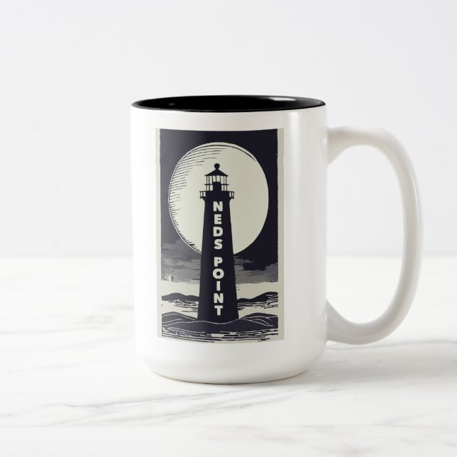 Ned's Point Lighthouse Massachusetts Moon Two-Tone Coffee Mug (Right)