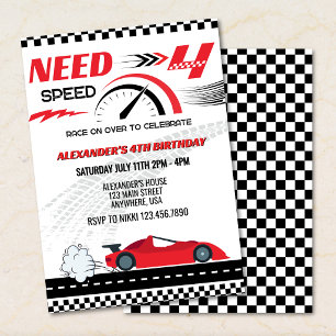 Need 4 Speed Race Car Birthday Invitation For Boys