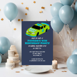 Need 4 Speed Race Car Boys 4th Birthday Party Invitation