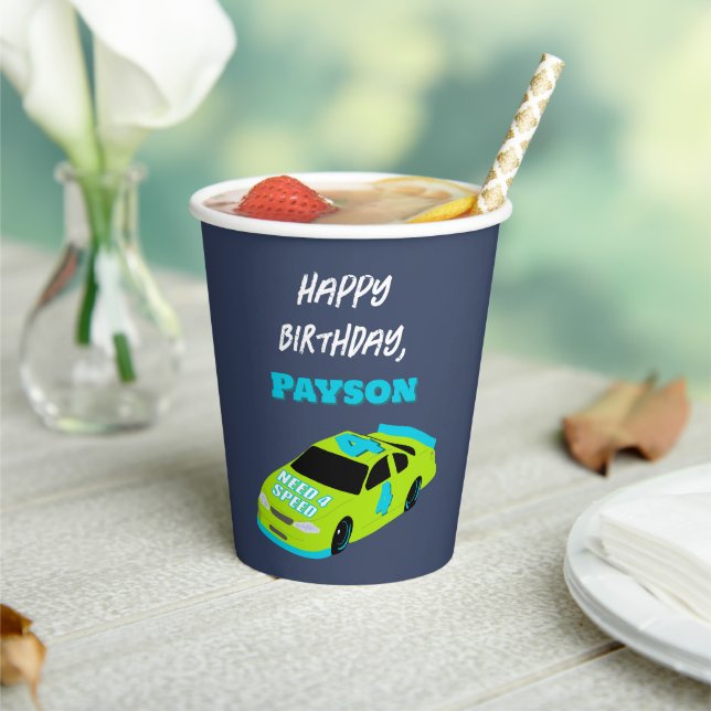 Need 4 Speed Race Car Boys 4th Birthday Party Paper Cups (Insitu)