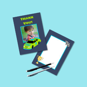 Need 4 Speed Race Car Boys 4th Birthday Photo Thank You Card