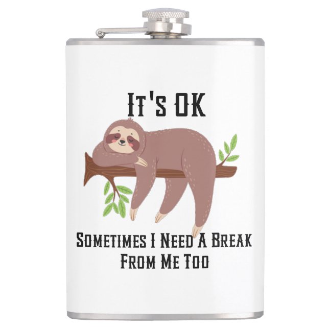 Need a Break Sloth Hip Flask (Front)