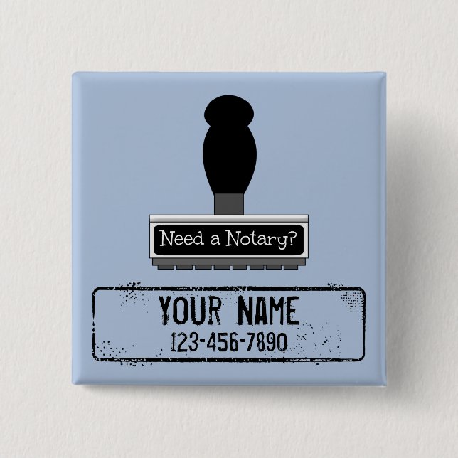 Need a Notary Rubber Stamp Customised Name Phone 15 Cm Square Badge (Front)