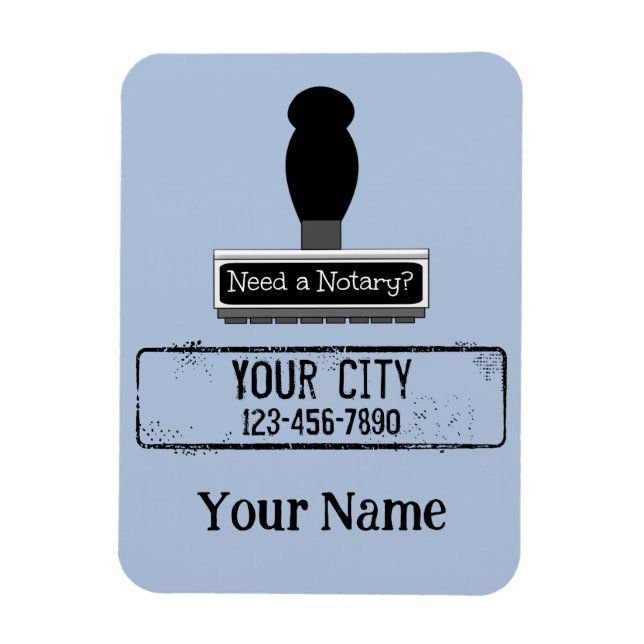 Need a Notary Rubber Stamp Customised Name Phone Magnet (Vertical)