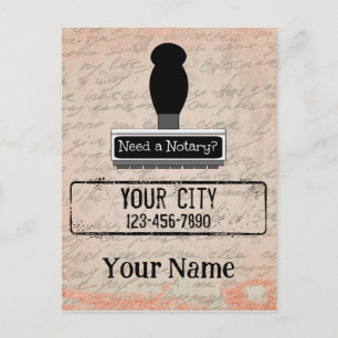 Need a Notary Rubber Stamp Customised Name Phone Postcard
