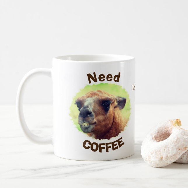 Need Coffee Humour Llama Personalised  Mug (With Donut)