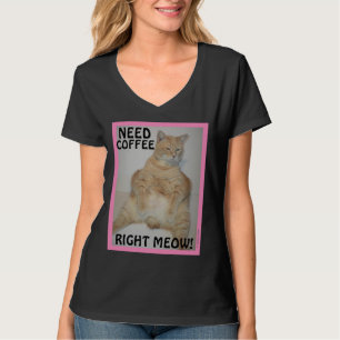 Need Coffee Right Meow! Sleepy Eyed Manx Cat T-Shirt