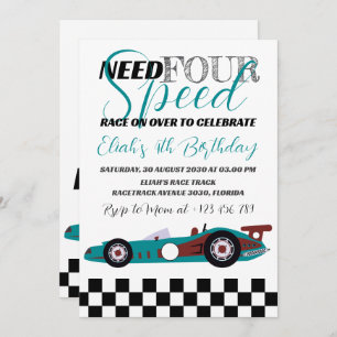 Need for Speed Birthday Race Car Party Invitation
