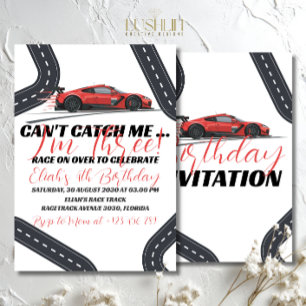 Need for Speed Birthday Race Red Car Party Invitation