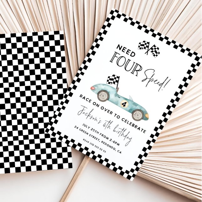 Need FOUR Speed birthday invitation, 4th Birthday, Invitation (Creator Uploaded)