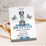 Need Four Speed Blue Race car 4th Birthday photo Invitation<br><div class="desc">Need Four Speed Blue Race car 4th Birthday photo Invitation</div>