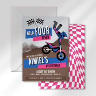 Need Four Speed Dirt Bike Motocross Birthday Invitation