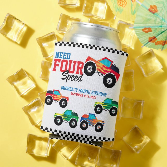 Need Four Speed Monster Truck Birthday Can Cooler (In Situ Summer)