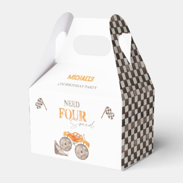 Need FOUR Speed Monster Truck Birthday Favour Box (Front Side)