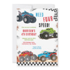 Need Four Speed Monster Truck Boy 4th Birthday