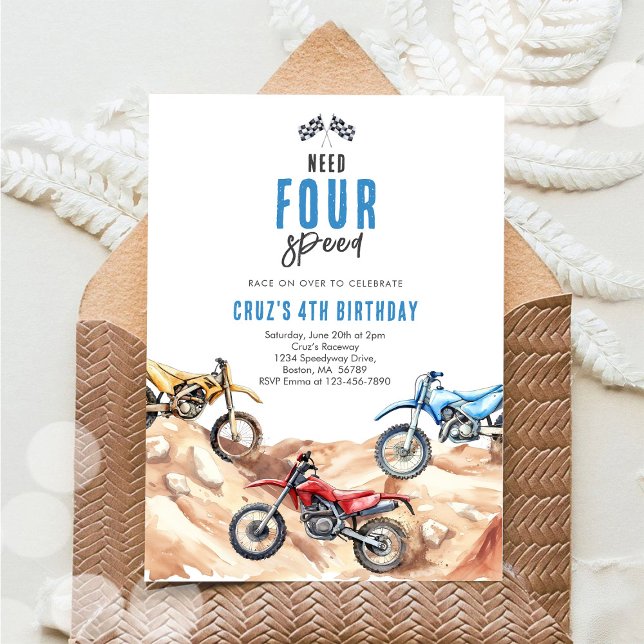 Need Four Speed Monster Truck Boy 4th Birthday Invitation (Creator Uploaded)